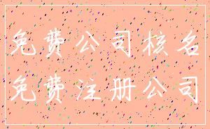 免费公司核名_免费注册公司